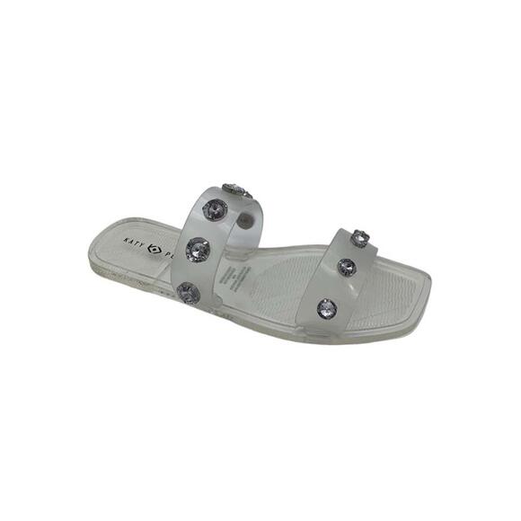 Katy Perry Shoes - Katy Perry Embellished Square Toe Slide Sandals The Geli Clear - Medium